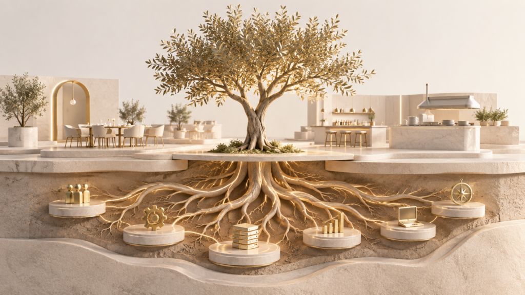 Golden Roots_ A Hospitality Ecosystem Diorama